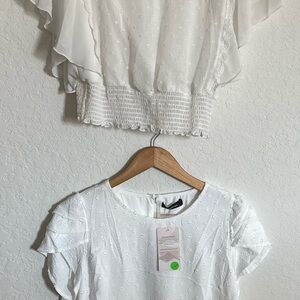 Amazon White blouse bundle of 2 Ruffled Cap Sleeve Blouse